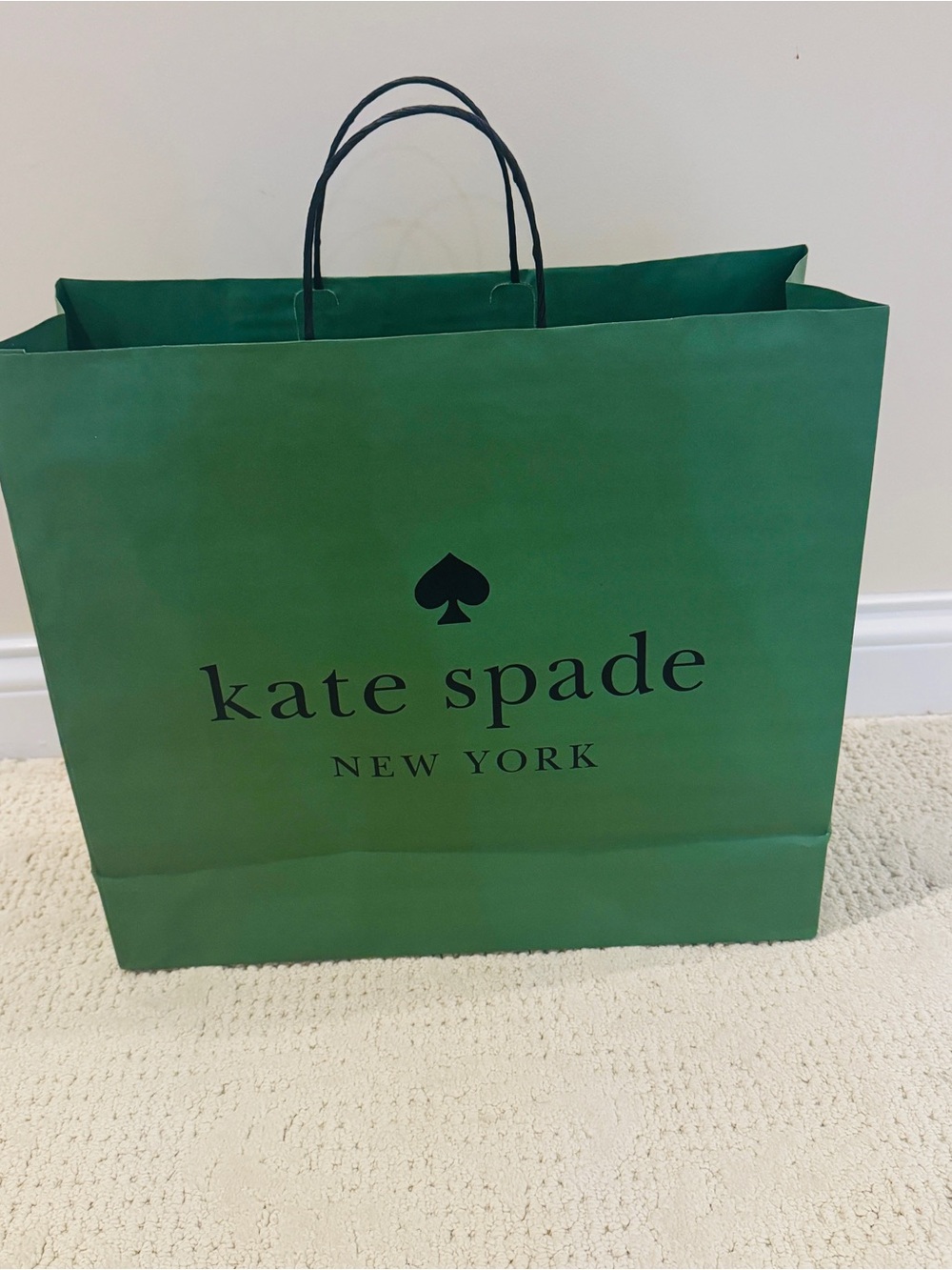 kate spade new york Spade Logo Green Solid Paper Gift Bag 17x16x7 Large Empty